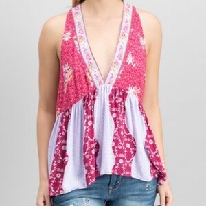 Free People Floral Dream Darlin in Raspberry Print Boho Halter Size S